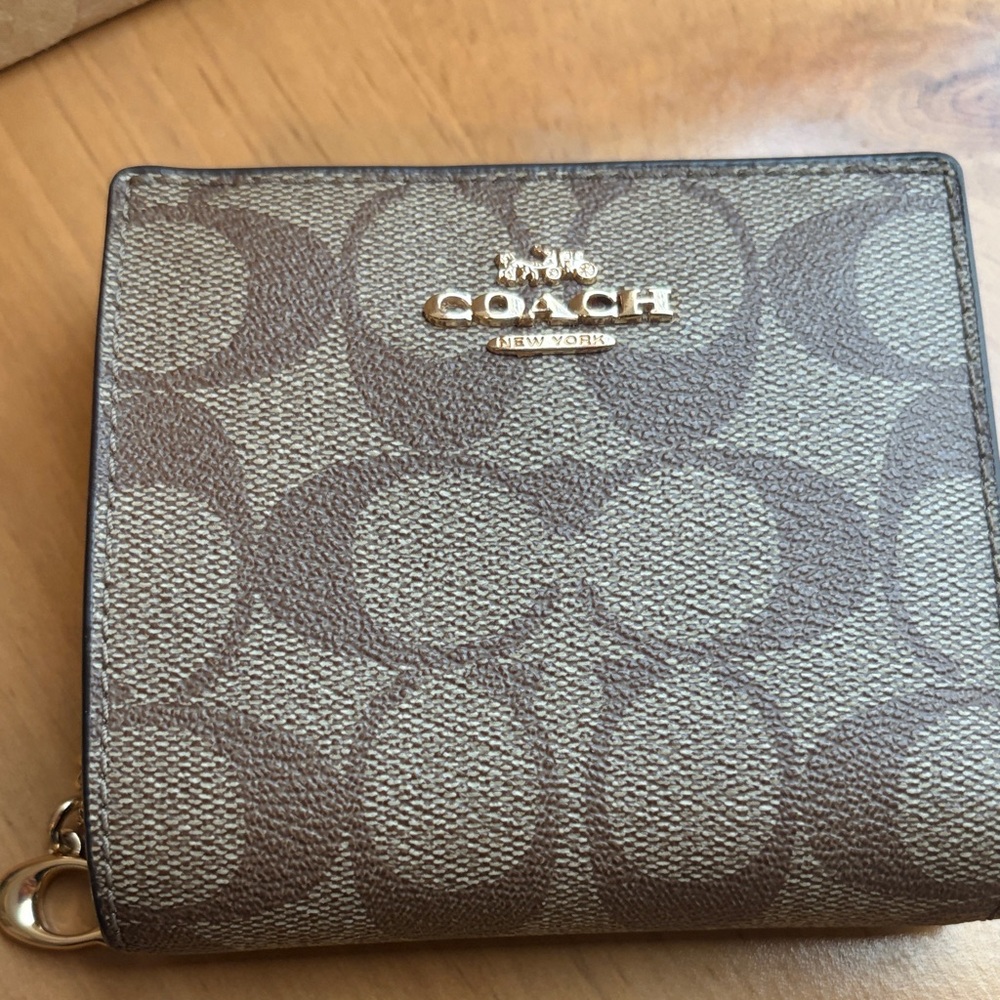 Coach Brown Leather Wallet with Gold Accents